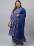 Plus Size Dark Blue Georgette Kurta With Palazzo and Dupatta